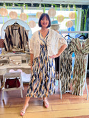 Magic Gold Bay Leaf Maxi Dress - Midnight Blue