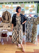 Magic Gold Bay Leaf Maxi Dress - Black