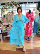 Amanza Paisely Boho Dress - Turquoise