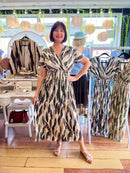 Magic Gold Bay Leaf Maxi Dress - Black