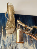 Una Healy “Dilemma Bling" Gold Sandals