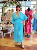Amanza Paisely Boho Dress - Turquoise
