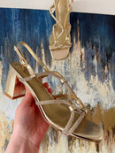 Una Healy “Dilemma Bling" Gold Sandals