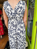 Magic Rose Print Maxi Dress - French Navy