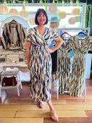 Magic Gold Bay Leaf Maxi Dress - Midnight Blue
