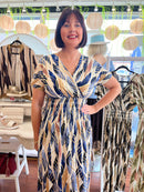 Magic Gold Bay Leaf Maxi Dress - Midnight Blue