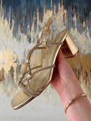 Una Healy “Dilemma Bling" Gold Sandals