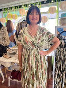 Magic Gold Bay Leaf Maxi Dress - Olive Green