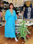 Amanza Paisely Boho Dress - Turquoise