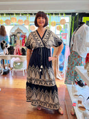 Georgie Floral Embroidered Maxi Dress - Black