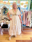 Hemera Gold Embroidered & Bead Dress - White