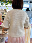 Vera Pearl Cardi Ruffle Sleeve Knit Cardi - Cream