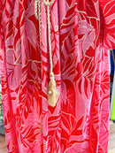 Vesper Printed Midi Dress - Red & Pink