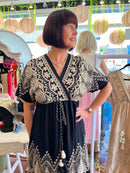 Georgie Floral Embroidered Maxi Dress - Black