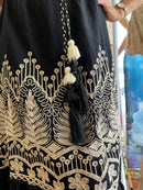 Georgie Floral Embroidered Maxi Dress - Black