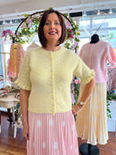 Vera Pearl Cardi Ruffle Sleeve Knit Cardi - Lemon