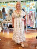 Hemera Gold Embroidered & Bead Dress - White