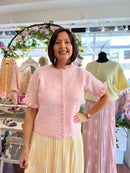Vera Pearl Cardi Ruffle Sleeve Knit Cardi - Light Pink