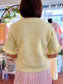 Vera Pearl Cardi Ruffle Sleeve Knit Cardi - Lemon
