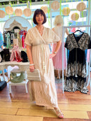 Georgie Floral Embroidered Maxi Dress - Champagne