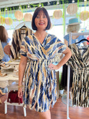 Magic Gold Bay Leaf Short Dress - Midnight Blue