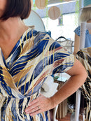 Magic Gold Bay Leaf Short Dress - Midnight Blue
