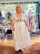 Hemera Gold Embroidered & Bead Dress - White