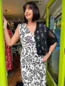 Magic Rose Print Maxi Dress - Black