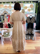 Georgie Floral Embroidered Maxi Dress - Champagne