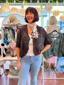 Bromely Crochet Cape Knit Cardi - Chocolate Brown