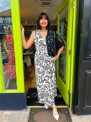 Magic Rose Print Maxi Dress - Black