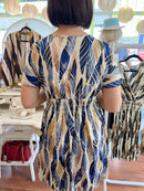 Magic Gold Bay Leaf Short Dress - Midnight Blue