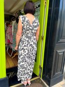 Magic Rose Print Maxi Dress - Black