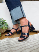 Marco Tozzi Navy Patent Sandal 2-28333-46 826