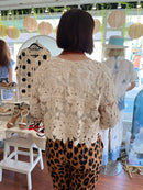 Imogen Floral Crochet Cardi - Cream