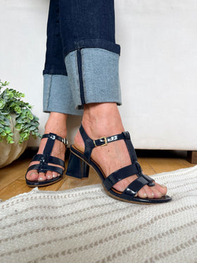 Marco Tozzi Navy Patent Sandal 2-28333-46 826