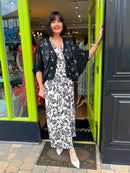 Magic Rose Print Maxi Dress - Black