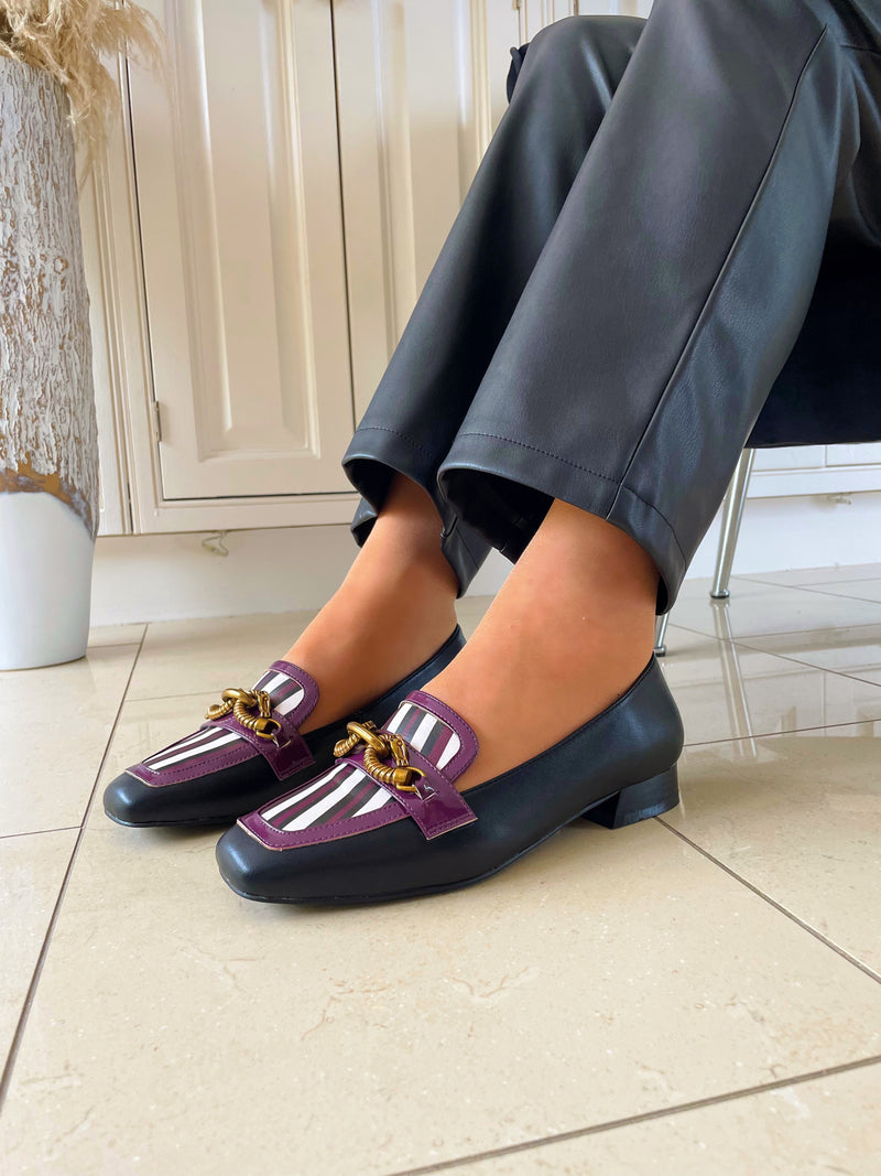 Dancing Matilda Stripe 028 Loafer - Purple & Black