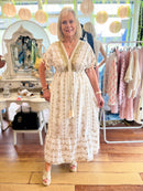 Hemera Gold Embroidered & Bead Dress - White