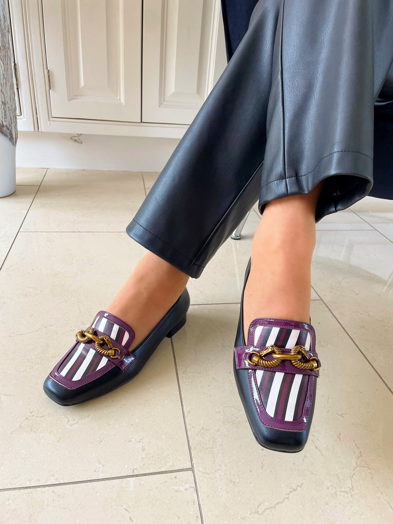 Dancing Matilda Stripe 028 Loafer - Purple & Black