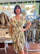 Magic Gold Bay Leaf Short Dress - Olive Green