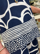 Clara Geometric Spot Blouse - Navy