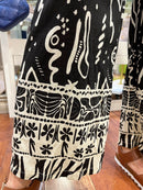 Milla Wide Leg Tribal Print Trousers - Black