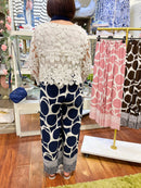 Clara Geometric Spot Wide Leg Trousers - Navy
