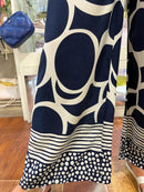 Clara Geometric Spot Wide Leg Trousers - Navy