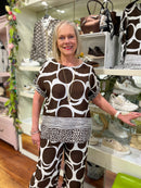 Clara Geometric Spot Blouse - Brown