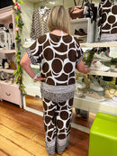 Clara Geometric Spot Blouse - Brown