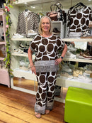 Clara Geometric Spot Blouse - Brown