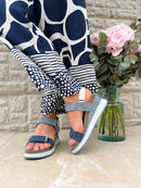 Redz Wedge Denim & Navy Velcro Sandal