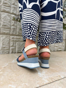 Redz Wedge Denim & Navy Velcro Sandal